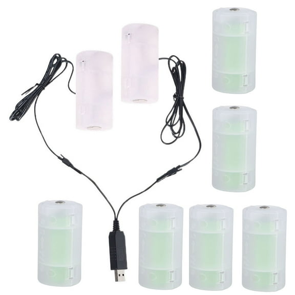 2in1 USB to 1.5V 3V 4.5V 6V D Battery Eliminate Cable Replace 1-4pcs Size D Cell Batteries for Clocks Remotes Toys Lamps