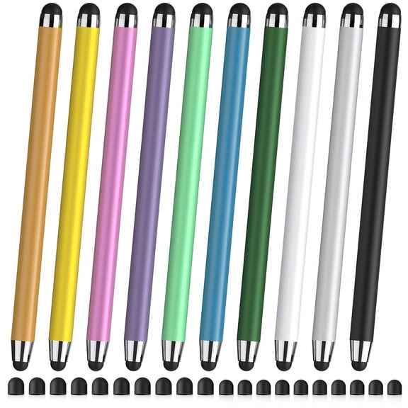 2in1 Universal Stylus Pen for iPad iPhone Phone Galaxy Tablets Laptops Chromebook All Touch Screens, Student Gift Idea, 10 PACK+20 Tips