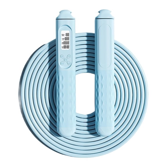 2in1 Weighted Jump Rope with Smart 60 Second Jump Counter and Anti Slip Handles for Effective Cardio and Fat Burning Workouts (A-Blue)