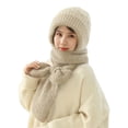 thumbnail image 1 of 2in1 Winter Warm Scarf Hat Women Knit Hooded Hat with Plush Liner Outdoor Activity Pullover Shawl Hat, 1 of 9