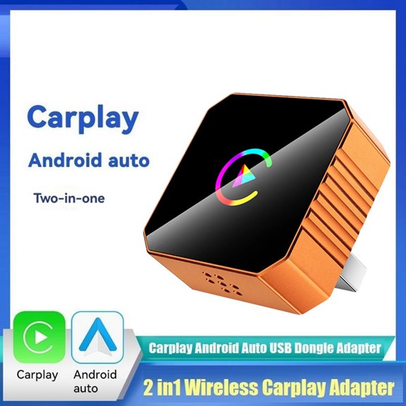 2in1 Wireless Carplay Adapter Android AUTO Smart AI Box WiFi & Bluetooth5.0+Voice Control Wired to Wireless Carplay