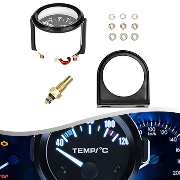 2inch 52mm Car LED Instrument 40-120°C white shell Water Temperature Meter new
