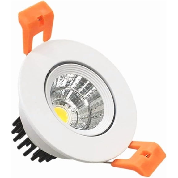 2inch LED Dimmable Downlight, 3W COB Recessed Ceiling Light, Daylight White 5500K-6000K, CRI80, 25W 220LM Halogen Bulbs Equivalent, White (1 Pack)