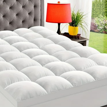 2inch Mattress Topper For Back Pain, Extra Thick Mattress Pad Cover, Plush Soft Pillowtop With Elastic Deep Pocket, Overfilled Down Alternative Filling
