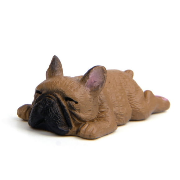 2inch PVC Sleeping Lying Dog French Bulldog Doll Figurine Toy Car Home Decor