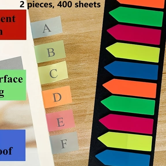 2items,400 pieces each Sticky Tabs Page Markers Sticky Index Tabs, Arrow Flag Tabs - Page Flag Markers Bookmarks Book Tabs for Annotating Book