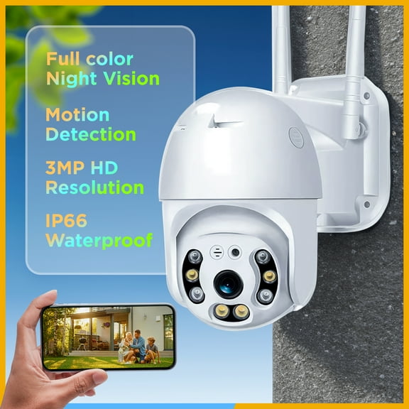 2k Security Camera, WiFi Camera with Outdoor Night Vision, Waterproof Camera for Home Security System, 3mp Ultra Hd With 360 Alarm