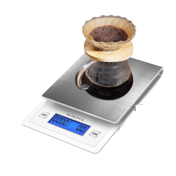 2kg/0.1g Smart Coffee Scale LCD Digital Coffee Food Kitchen Balance Scale Hand Drip Brew Coffee Automatic Timing