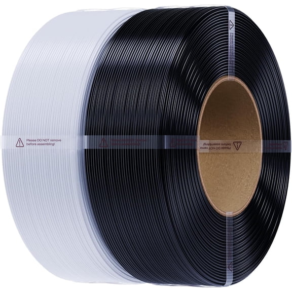 2kg Black & White PETG Filament Refill 1.75mm, 3D Printer Filament, Spool-Free for Bambu Lab Reusable Spools, High Precision 0.03mm, Odorless & Moistureproof