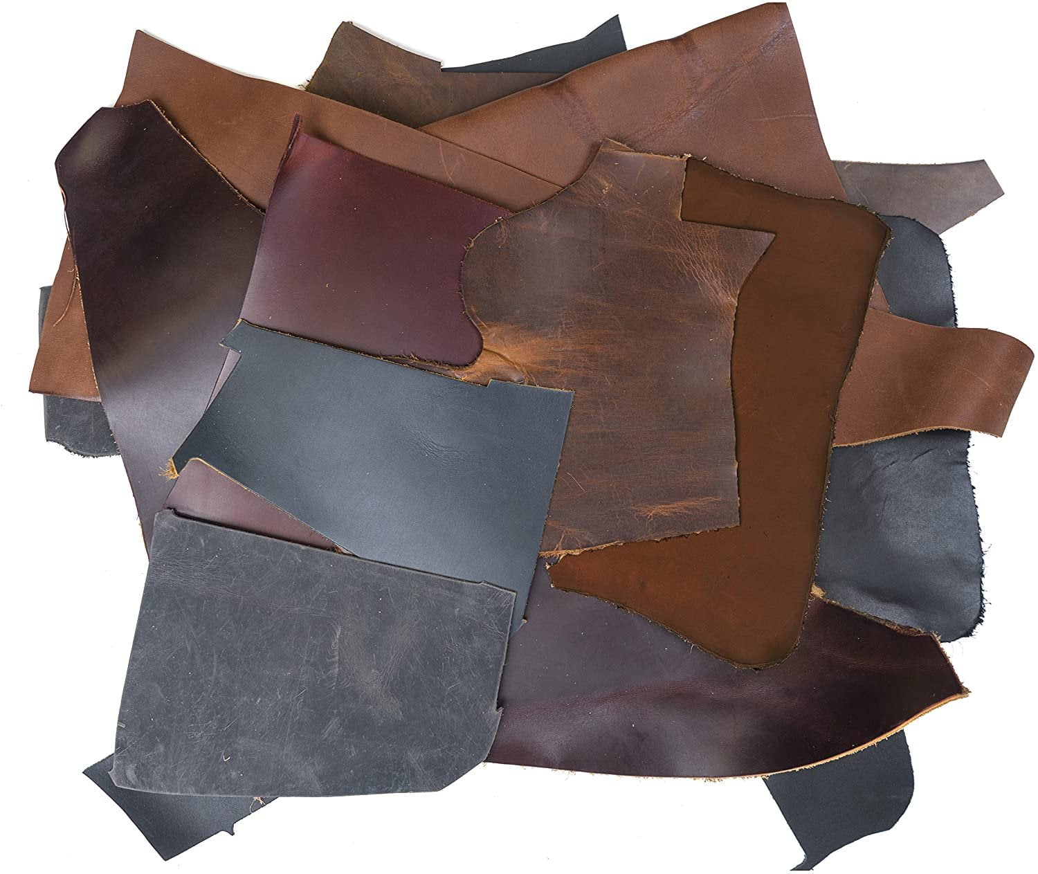 2 lb Scrap Upholstery Leather Cowhide remnant craft pieces mixed color X50  Gcd