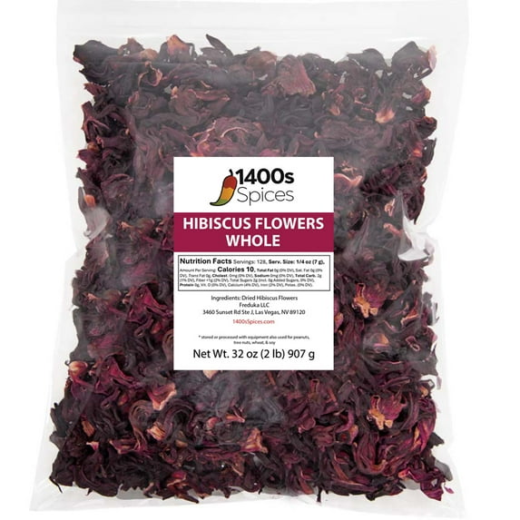 2lb Dried Hibiscus Flower Whole, Flor De Jamaica by 1400s Spices