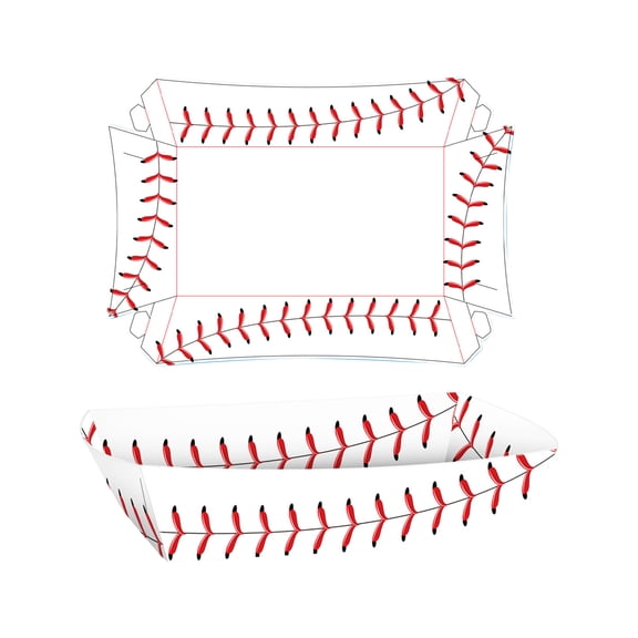 2lb Sports Ball Party Decorations Paper Food Trays Disposable Food Boats Serving Trays Ball Theme Birthday Party Decorations Supplies (Baseball,12 Pcs)