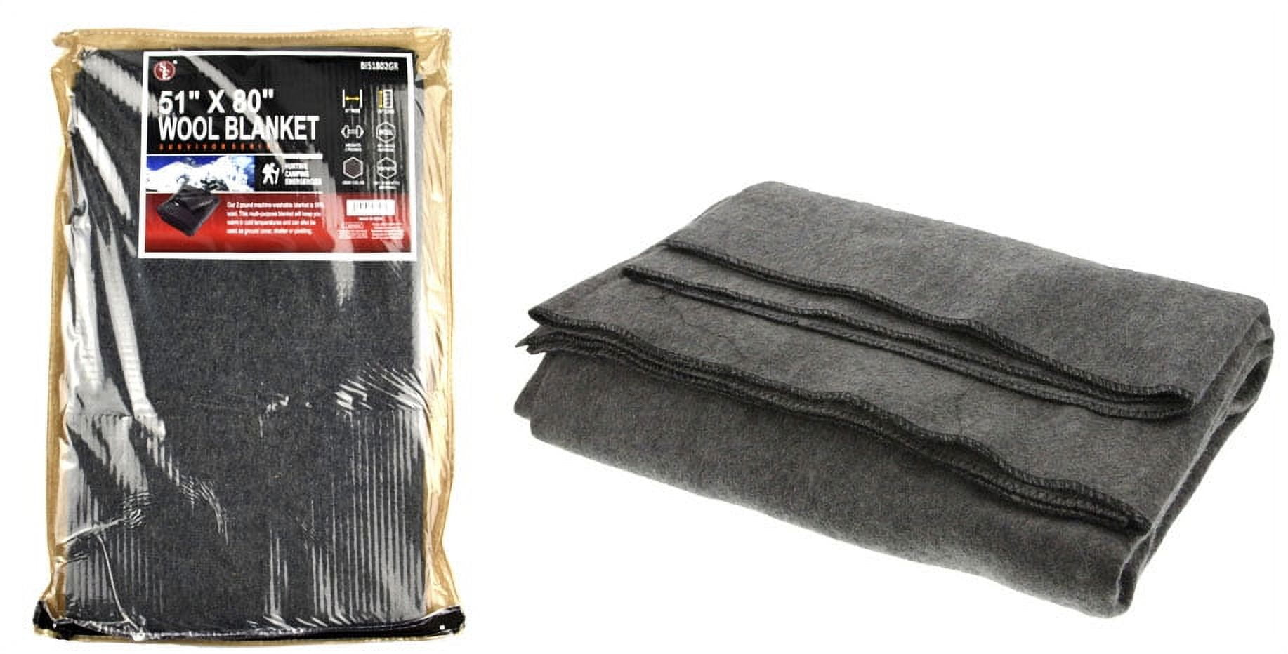 2lb Wool Blanket Gray Warm Army Style Military Emergency Survival Camping Park