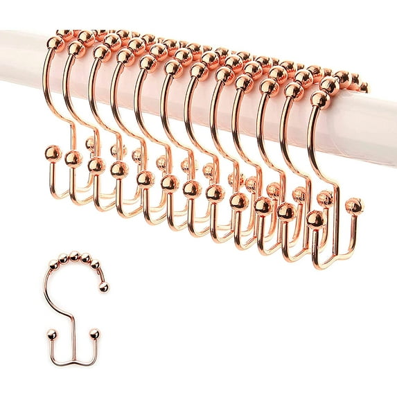 2lbDepot Copper Shower Curtain Hooks Rings, Premium Rust-Resistant ...