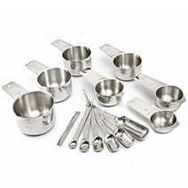 2lbDepot Measuring Cups & Spoons Set of 14, Premium Stainless Steel Metal, 7 Accurate Measuring Cups, 6 Measuring Spoons, 1 Leveler, Dry & Liquid Ingredients for Kitchen Baking & Cooking