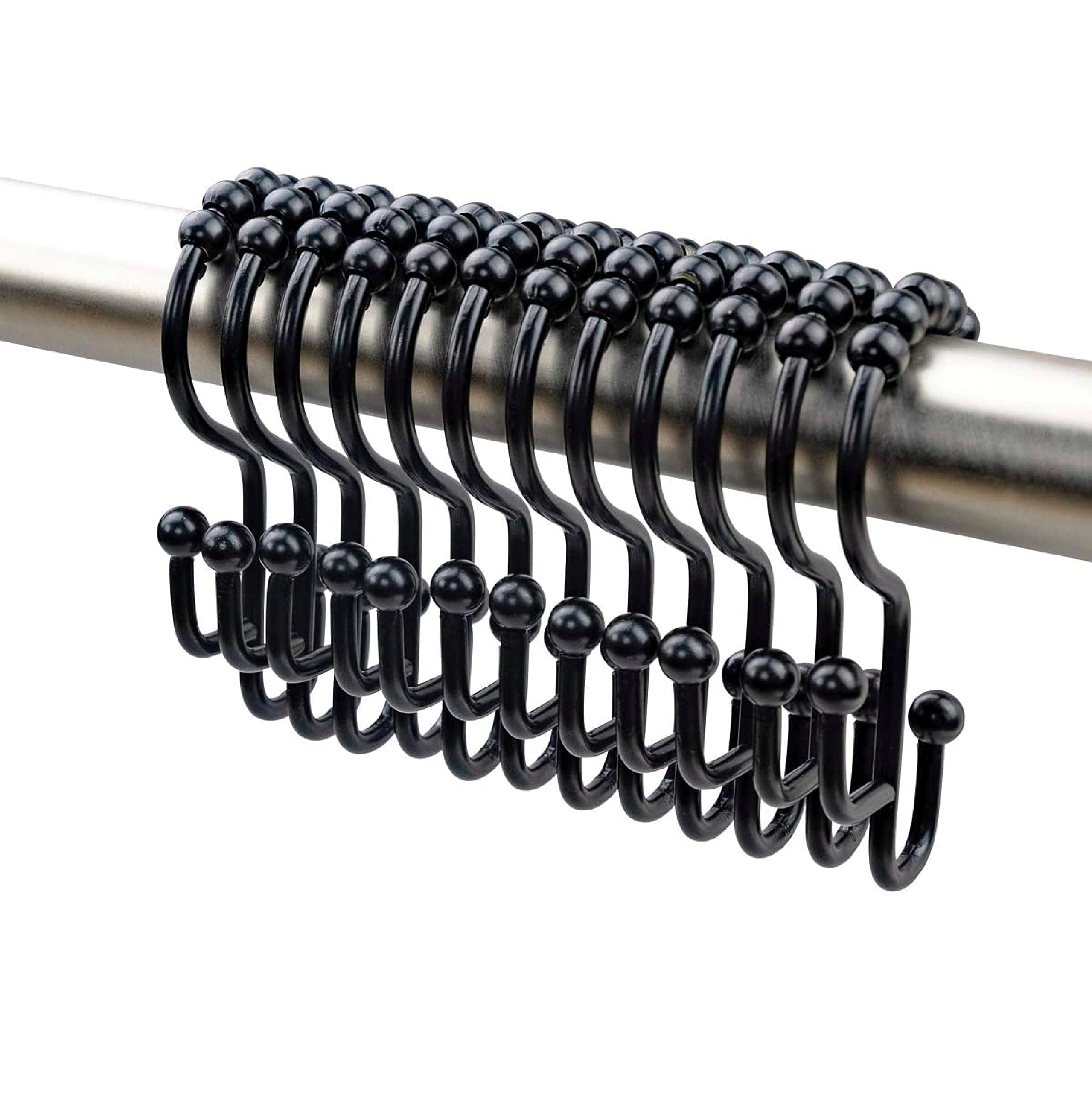 2lbDepot Shower Curtain Rings Black Finish Premium Stainless Steel