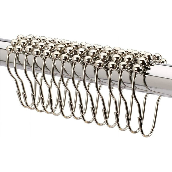 2lbDepot Shower Curtain Rings Hooks - Chrome Finish - Premium 18/8 Stainless Steel