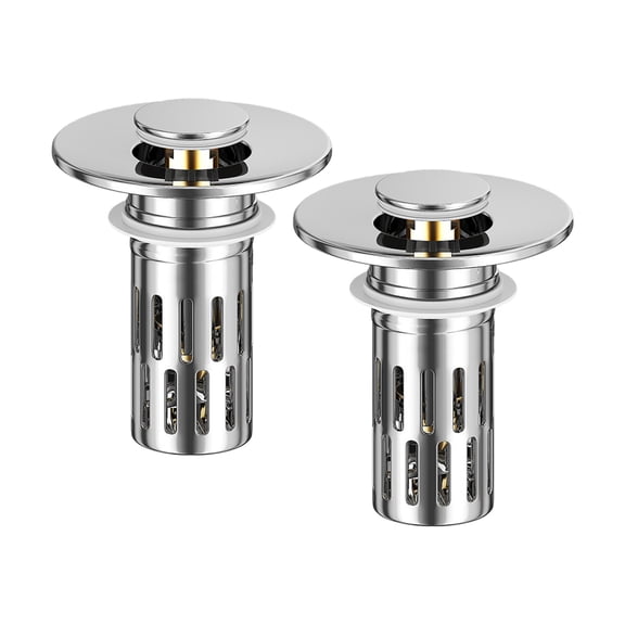 2lots Metal Drain Plug Includes Hair Trap Easyly Push Button Operations for Vanity Sink Easyly Maintenance Use