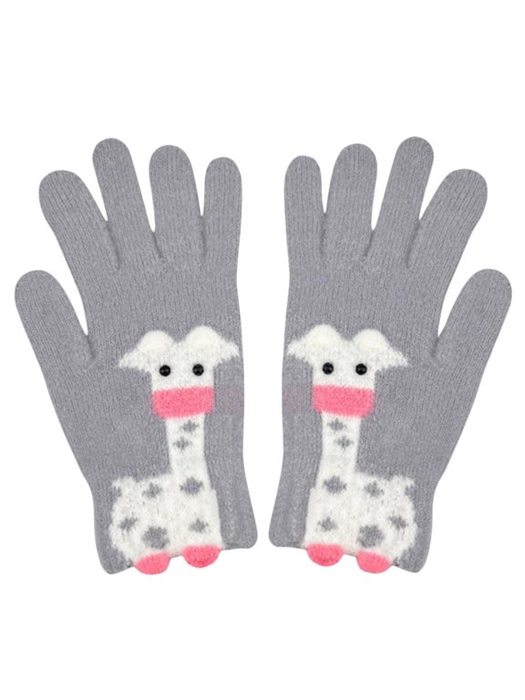 2lots Stylish Giraffe Pattern Gloves Touchscreens Comfortable Plush Mittens Suitable for Everyone