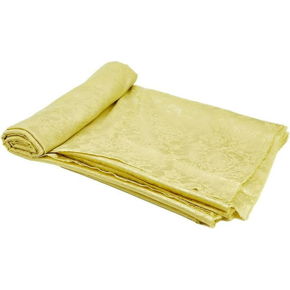 2m/2.18 Yard Silky Fabric Yellow Floral Fabric Sheet 62.99" Wide Polyester Flower Pattern Material Fabric with Flower Pattern for Dress Table Runner Wedding Decor Crafters for DIY