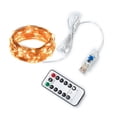 thumbnail image 1 of 2m 20LED Copper Wire String Lights Fairy String Lights 8 Modes LED String Lights USB Powered with Remote Control for Wedding Party Home Christmas Decoration, Warm White, 1 of 6