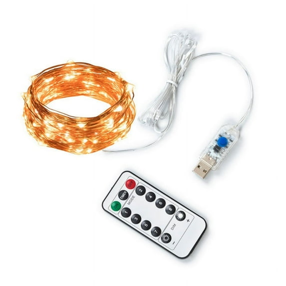 2m 20LED Copper Wire String Lights Fairy String Lights 8 Modes LED String Lights USB Powered with Remote Control for Wedding Party Home Christmas Decoration, Warm White