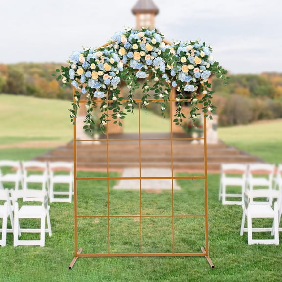 2m / 6.6ft Wedding Backdrop Stand, Free Standing Metal Frame Rack for Flower Props Decor