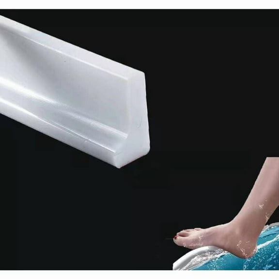 2m/78in Silicone Shower Threshold Water Barrier, Wet Room Floor Water Barrier, Bathroom Water Dam, Sealing Strip(L Shape, 3cm High)