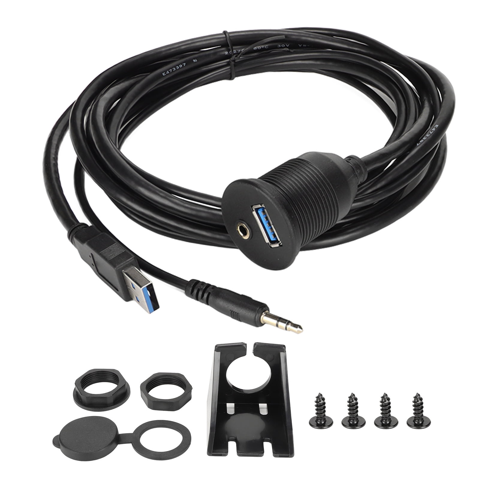 Sartyee USB Flush Mount Cable 3.3FT, USB 3.0 & 3.5mm AUX Car Extension Cable - View #7