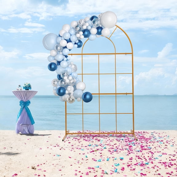 2m Gold Wedding Arch Metal Garden Arbor Arch Backdrop Stand Flower Stand Frame Props Decor Frame Wedding Party Event Free Standing Archway (Gold)