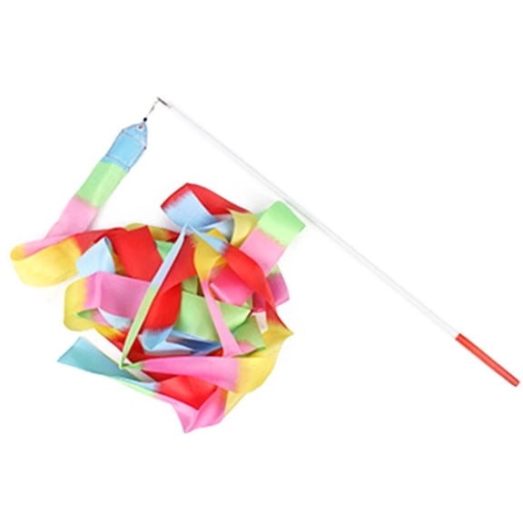 2m Gym Dance Ribbons Rhythmic Equipment Ballet Streamer Twirling Rod Rainbow Stick Twirler for Kids
