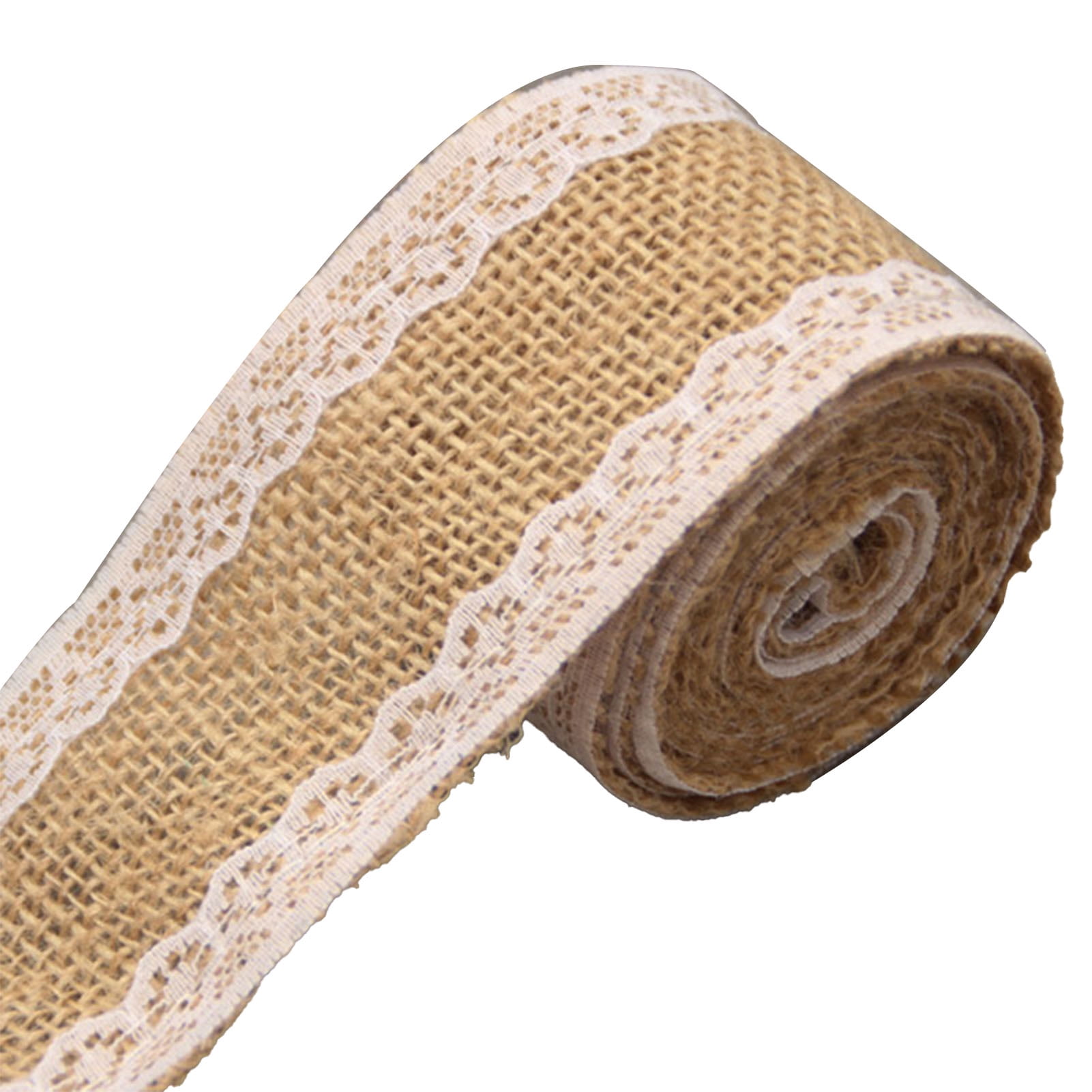 Burlap Fabric Ribbon, Wired Jute Crafts Roll for Party Home DIY Wrapping Decoration | Harfington, Dark Brown / 1Pcs