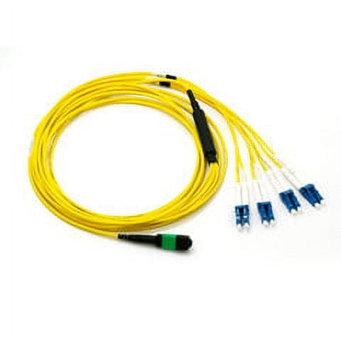 Plenum Fiber Optic Cable, 40 Gigabit Ethernet QSFP 40GBase-SR4 to MTP(MPO)/LC (4 Duplex LC) 24 inch Breakout Cable, 9/125, 2 meter (6.6 feet), CableWholesale