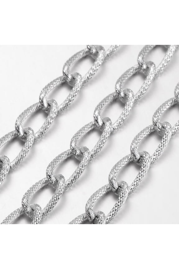 2m Silver Color Plated Aluminium Twisted Chains Curb Chains Unwelded 21.8x12.8mm DIY