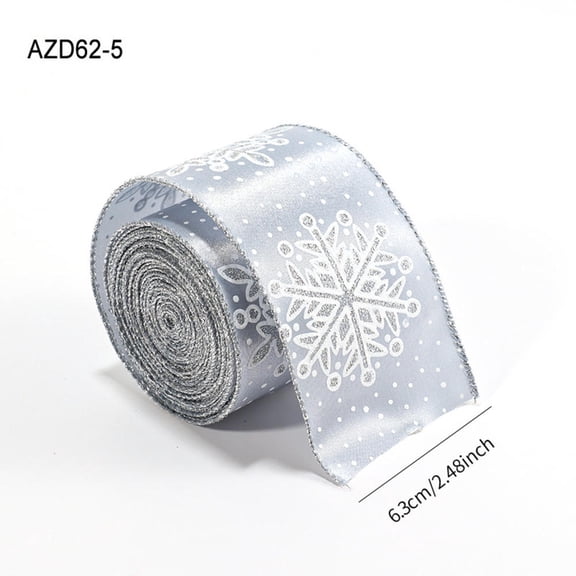 2m Snowflake Printed Christmas Ribbons Fabric Print Wired Edge DIY Gift Wrapping Ribbon Xmas Tree Bow Wreath Craft Supplies