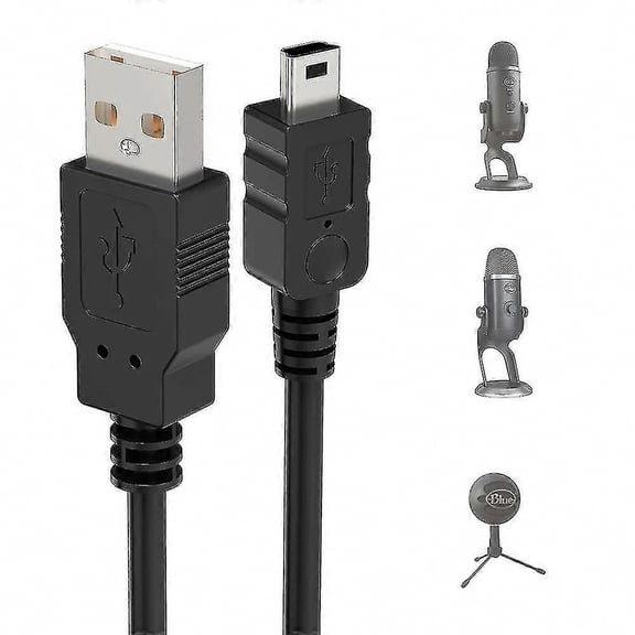 2m USB A Male to Mini Data Transfer Power Cable for USB Microphones, Compatible with Yeti and Snowball Models