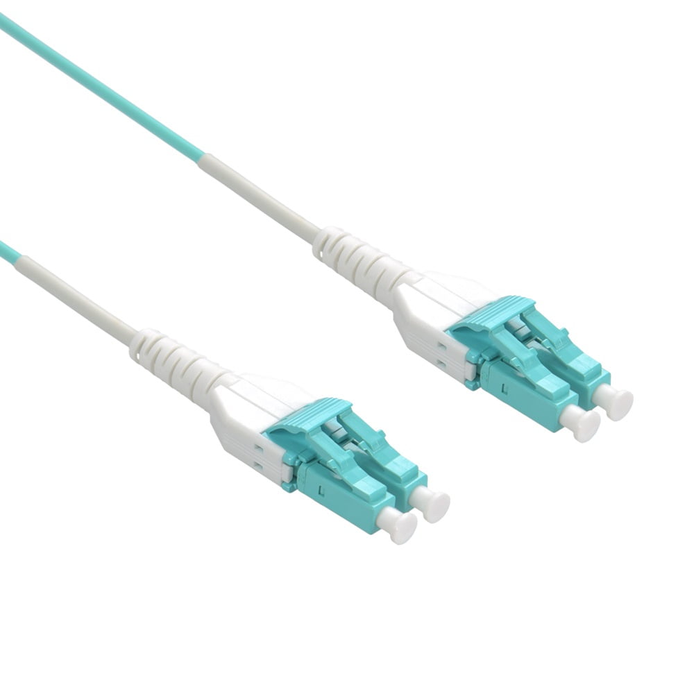 2m Uniboot LC/UPC-LC/UPC OM3 Multimode Duplex Aqua Fiber Optic Patch ...