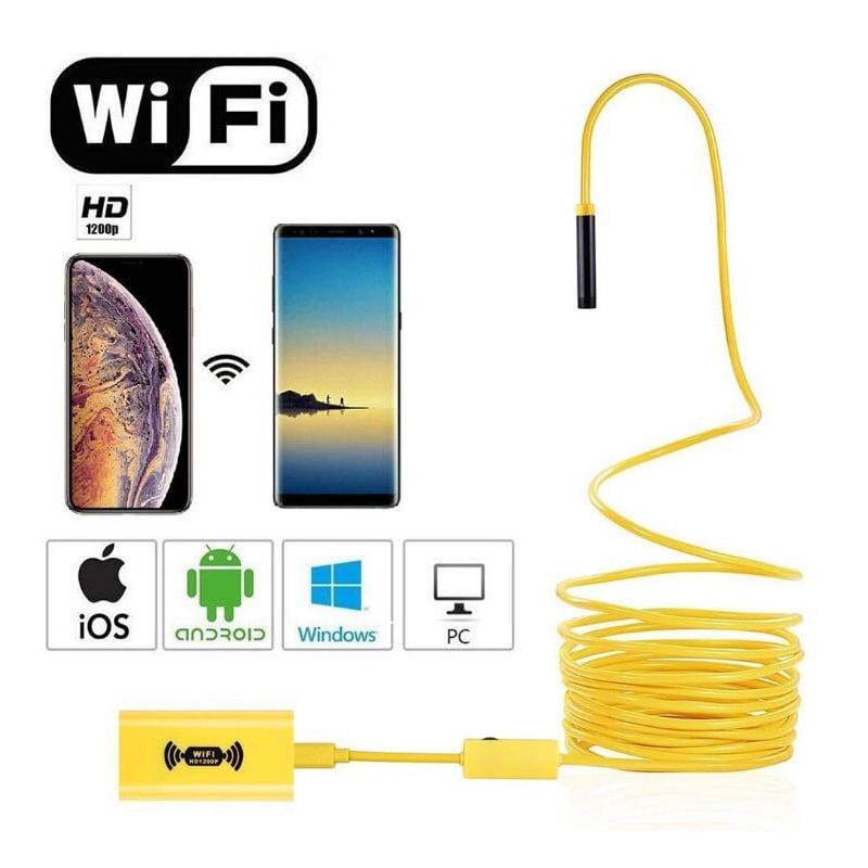 2m wifi endoscope camera hd 1200p mini waterproof hard line detection camera 8mm usb endoscope