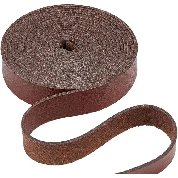 2m x 12.5mm Leather Strap Strips Flat Leather Cord 1.2mm Thick Lychee Grain Threads Rope Strings