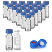 FOUR Es Scientific 2ml Autosampler Vials, 1000Pcs Borosilicate Glass HPLC/GC Vial, 9-425 Screw Caps with Red PTFE/White Silicone Septa, Writing Area and Graduations