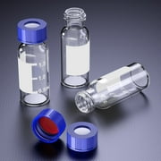 2mL Autosampler Vials with Writing Area and Graduations, 9-425 HPLC, Screw Cap, White PTFE & Red Silicone Septa, 100 Pcs