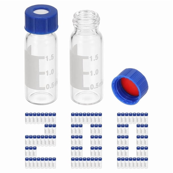 2ml Autosampler Vial, HPLC/ Vials 9-425 Lab Clear Vials Sample Vial Cap Writing Patch 200PCS