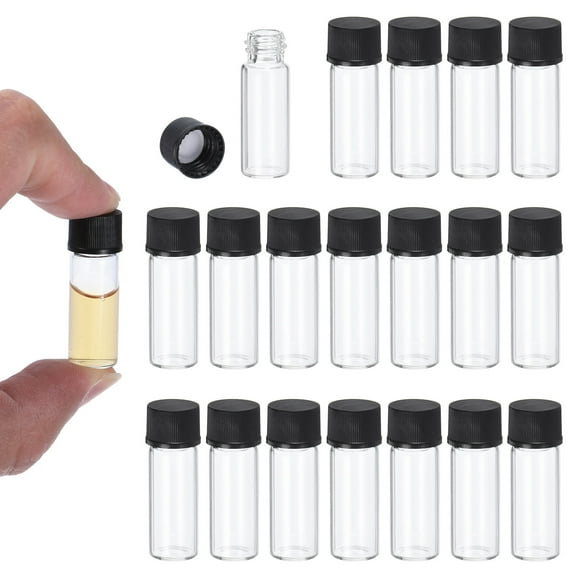 2ml Clear Glass Vials, 100 Pack Sample Vials with Screw Cap Reagent Media Bottle Leak-Proof