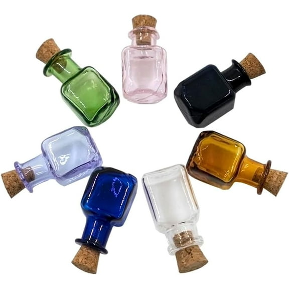 2ml Very Mini Rectangle Glass Color Bottles With Cork Colored Glass Bottles with Cork Stoppers Mix 7 Colors$$Home Decor, Kitchen, & Other