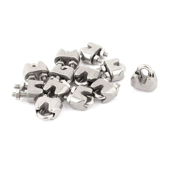 2mm 1/16" Stainless Steel Wire Rope Cable Clamp Fastener 12pcs