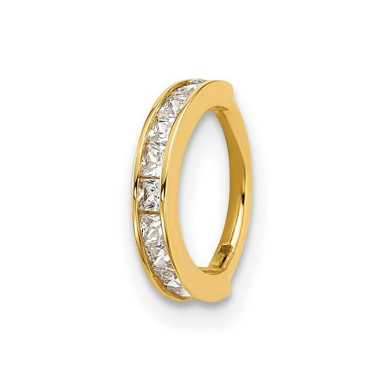 14k Gold 18 Gauge Polished CZ Hinged Cartilage Ring 14k Gold 18 Gauge Polished CZ Hinged Cartilage Ring