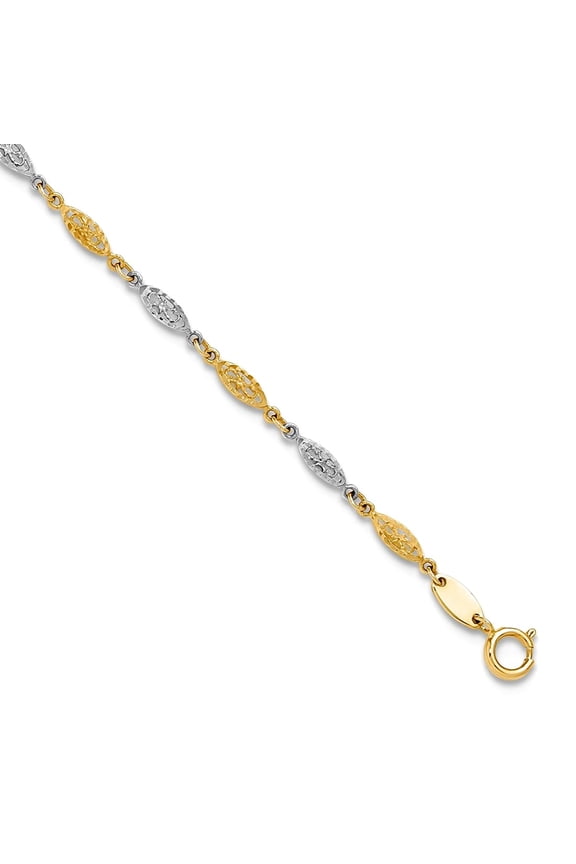 2mm 14k Solid Gold Two-tone Polished and Sparkle-Cut Infinity Link Plus 1in Extension Anklet Le 9 Inch Anklet for Women