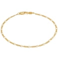 thumbnail image 1 of 2mm 14k Yellow Gold Plated Flat Figaro Chain Anklet, 11 inches, 1 of 6