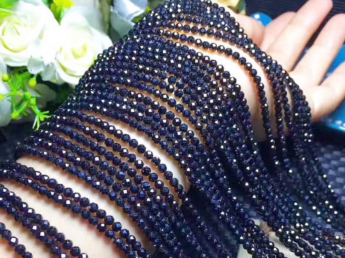 2mm 15.25" Finely Cut Black Spinel Faceted Round Genuine Gemstone Natural Jewelry Making