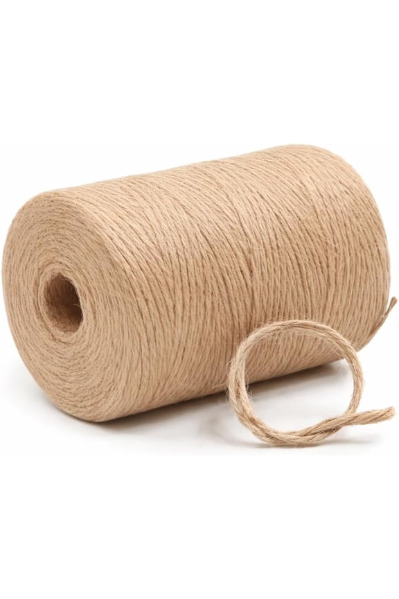 2mm - 164FT Natural Jute Twine Rope String - for Crafts Gardening Plant Accessories Gift Wrapping, Arts Packing Material Christmas Twine Bulk Wedding Decor (600 Ft)